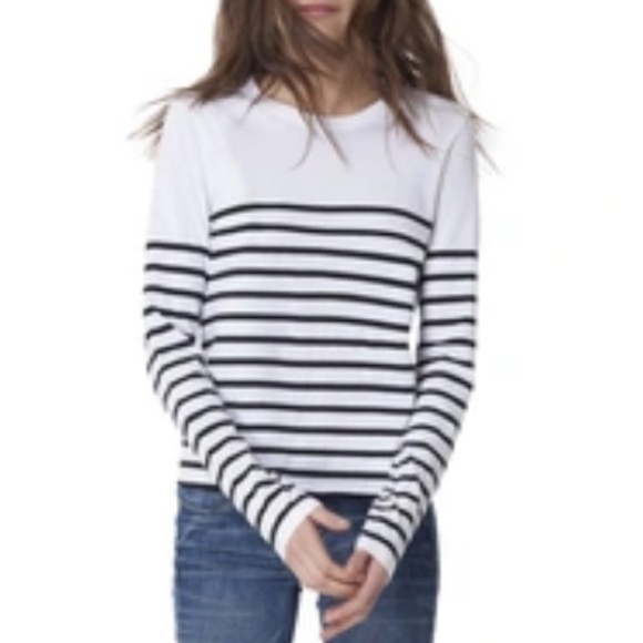 La Ligne Tops - La Ligne Lean Lines Tee In White Black Size Medium